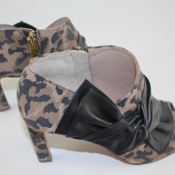 Louise et Cie Lo Idola Open Toe Bootie Heeled Boot Leopard Women Shoe 7 NEW FLAW - Picture 5 of 13